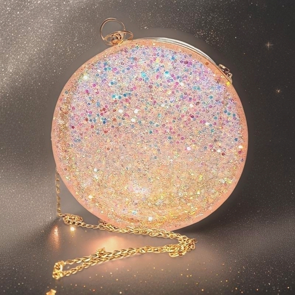 Custom Made Resin Glitter Round Evening Bag